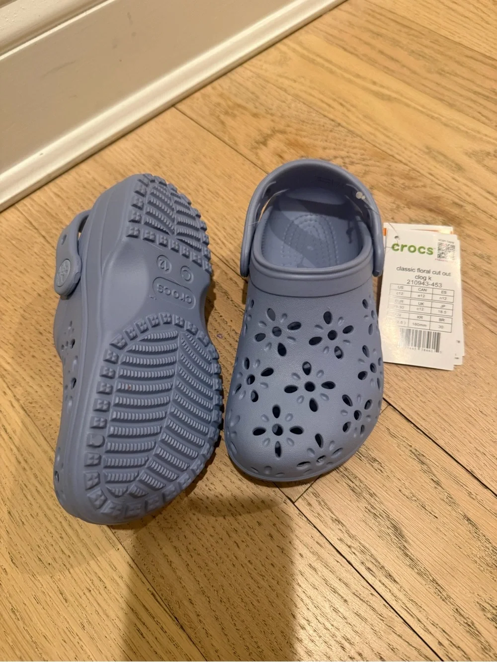 CROCS Kids Floral-Perforated Clog in Blue Haze NWT